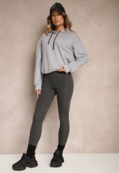Ciemnoszare Gładkie Legginsy z Długimi Nogawkami i Gumką w Talii Delicilla. Szare legginsy damskie Renee, l, z aplikacjami, z gumy. Za 29.99 zł.