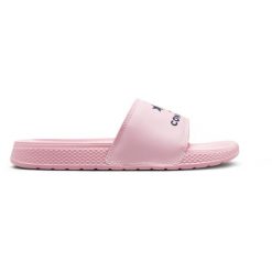 Klapki damskie Converse All Star Slide. Czerwone klapki damskie Converse, bez wzorów, z materiału, bez obcasa, bez zapięcia. W wyprzedaży za 281.10 zł.