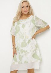 Jasnozielona Sukienka w Kwiaty z Bawełnianą Podszewką Mailionis. Zielone sukienki damskie Born2be, bez wzorów, z bawełny, eleganckie, bez ramiączek. Za 89.99 zł.
