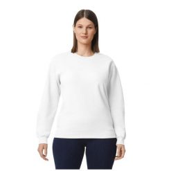 Bluza Polarowa Unisex Dla Dorosłych Softstyle Midweight Crew Neck Fleece Top. Białe bluzy damskie GILDAN, m, bez wzorów, z bawełny, bez kaptura. Za 72.99 zł.