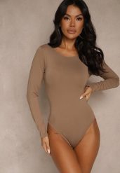 Brązowe Body o Dopasowanym Kroju Entila. Brązowe body i gorsety Renee, bez wzorów, z jeansu. Za 69.99 zł.