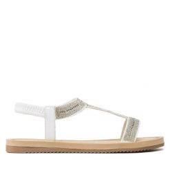 Sandały Clara Barson. Białe sandały damskie Clara Barson, bez wzorów, bez obcasa, na płaskiej podeszwie, bez zapięcia. Za 99.99 zł.