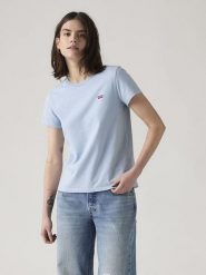 Levi's Koszulka w kolorze błękitnym rozmiar: XS. Niebieskie bluzki damskie Levi's, s, bez wzorów, z bawełny, bez kołnierzyka, bez ramiączek. Za 55.95 zł.