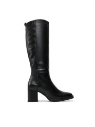 Tommy Hilfiger Kozaki Long Boot Mid Wrapped Lthr Heel FW0FW08099 Czarny. Czarne kozaki damskie Tommy Hilfiger, ze skóry, bez obcasa, na słupku, bez zapięcia. Za 1,199.00 zł.