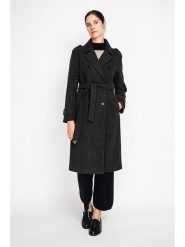 ASSUILI Płaszcz przejściowy w kolorze antracytowym rozmiar: 38. Czarne płaszcze damskie Assuili, z aplikacjami, z tkaniny, bez kaptura. Za 438.21 zł.