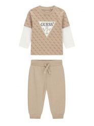 Guess Komplet bluzka i spodnie I6YG01 K3964 Beżowy Regular Fit. Brązowe spodnie niemowlęce Guess, z aplikacjami, z bawełny. Za 174.99 zł.