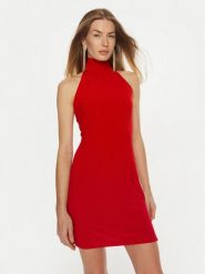 NORMA KAMALI Sukienka koktajlowa KK2243PLE24946 Czerwony Slim Fit. Czerwone sukienki damskie Norma Kamali, bez wzorów, z syntetyku, wizytowe, bez ramiączek. Za 469.99 zł.