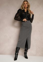 Szara Spódnica Ołówkowa z Wiskozą High Waist z Rozcięciem Semivinia. Szare spódnice damskie Renee, na co dzień, s, bez wzorów, z wiskozy, eleganckie, midi. Za 69.99 zł.