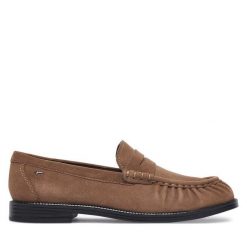 Lordsy Tamaris. Brązowe półbuty damskie Tamaris, bez wzorów, bez obcasa, bez zapięcia. Za 394.99 zł.