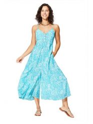 Aller Simplement Kombinezon w kolorze turkusowo-białym rozmiar: 38/40. Białe kombinezony damskie Aller Simplement, bez wzorów, klasyczne, bez kołnierzyka, bez ramiączek. Za 65.99 zł.