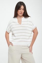 Bluzka damska dzianinowa w paski JOSEPH RIBKOFF. Bluzki damskie Joseph Ribkoff, m, bez wzorów, z dzianiny, bez kołnierzyka, bez ramiączek. Za 639.00 zł.
