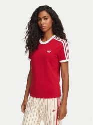 Adidas T-Shirt 3-Stripes Slim KS4779 Czerwony Regular Fit. Czerwone t-shirty damskie Adidas, l, bez wzorów, z bawełny, bez kołnierzyka. Za 149.99 zł.
