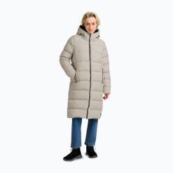 Płaszcz puchowy damski Jack Wolfskin Frozen Palace. Brązowe płaszcze damskie Jack Wolfskin, bez wzorów, z puchu, bez kaptura. Za 1,039.00 zł.