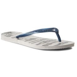 Japonki damskie Havaianas Brasil japonki Slim Nautical 41371250001. Szare klapki damskie Havaianas, bez wzorów, z materiału, bez obcasa, bez zapięcia. Za 89.00 zł.