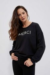 Bluza z napisem. Bluzy damskie MOODO, l, bez wzorów, z bawełny, bez kaptura. W wyprzedaży za 59.99 zł.