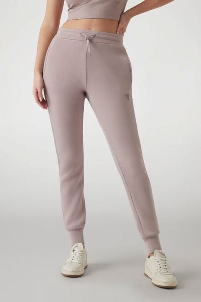GUESS Dresowe damskie spodnie w kolorze taupe Allie Scuba, Rozmiar S. Brązowe spodnie dresowe damskie Guess, s, z aplikacjami, z dresówki. W wyprzedaży za 150.99 zł.