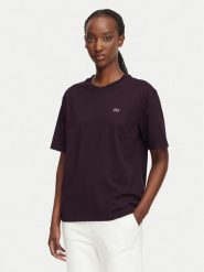 Lacoste T-Shirt TF7215 Bordowy Regular Fit. Czerwone t-shirty damskie Lacoste, bez wzorów, z bawełny, bez kołnierzyka. Za 289.99 zł.