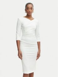 Rinascimento Sukienka koktajlowa CFC0127699003 Biały Slim Fit. Białe sukienki damskie Rinascimento, bez wzorów, z syntetyku, wizytowe, bez ramiączek. Za 609.99 zł.