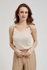 Bluza top w paski biała. Białe bluzy damskie MOODO, s, bez wzorów, bez kaptura. W wyprzedaży za 24.99 zł.
