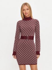 Guess Sukienka dzianinowa Lise W4BK43 Z37K0 Bordowy Regular Fit. Czerwone sukienki damskie Guess, z aplikacjami, z dzianiny, bez ramiączek. Za 279.99 zł.