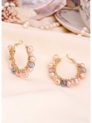 L'Atelier de Gaia Pozłacane kolczyki-kreole z perłami rozmiar: onesize. Pomarańczowe kolczyki damskie L'Atelier de Gaia, z perłą, pozłacane. Za 87.45 zł.