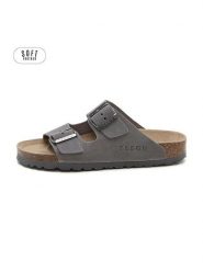 Teegu Skórzane klapki w kolorze szarym rozmiar: 38. Szare klapki damskie teegu, bez wzorów, z otwartym noskiem, bez obcasa, bez zapięcia. Za 130.99 zł.