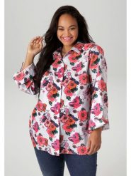 Aniston Bluzka w kolorze biało-różowym rozmiar: 52. Białe bluzki damskie Aniston, bez wzorów, z bawełny, bez kołnierzyka, bez ramiączek. Za 95.99 zł.