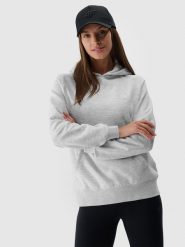 4F Bluza dresowa nierozpinana z kapturem damska - szara L. Szare bluzy damskie 4F, l, bez wzorów, z bawełny, z kapturem. Za 149.99 zł.