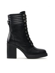 Jenny Fairy Trzewiki WSA20283-01 Czarny. Czarne botki damskie Jenny Fairy, ze skóry, bez obcasa, na słupku, bez zapięcia. Za 143.99 zł.