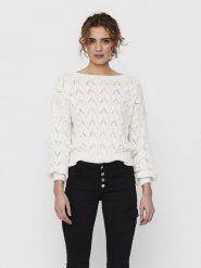 ONLY Sweter w kolorze kremowym rozmiar: XS. Brązowe swetry klasyczne damskie Only, xs, bez kołnierzyka. Za 57.06 zł.