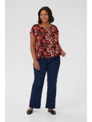 KAFFE curve Bluzka w kolorze czerwono-czarnym rozmiar: 46. Czerwone bluzki damskie KAFFE curve, bez wzorów, z wiskozy, bez kołnierzyka, bez ramiączek. Za 86.99 zł.