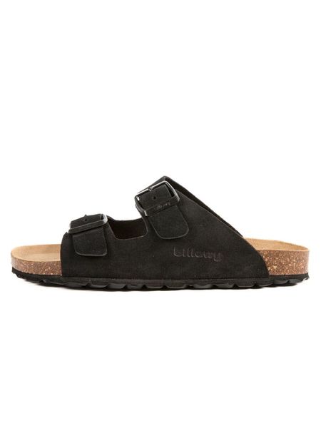 Billowy Skórzane klapki w kolorze czarnym rozmiar: 40. Czarne klapki damskie Billowy, bez wzorów, z otwartym noskiem, bez obcasa, bez zapięcia. Za 123.25 zł.