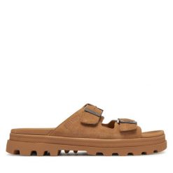Klapki Palladium. Brązowe klapki damskie Palladium, bez wzorów, bez obcasa, bez zapięcia. Za 259.99 zł.