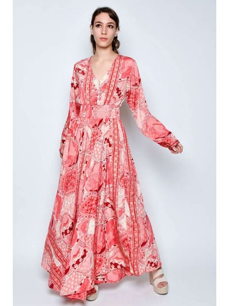 Tarifa Sukienka w kolorze jasnoróżowo-czerwono-białym rozmiar: S. Czerwone sukienki damskie Tarifa, bez wzorów, bez ramiączek. Za 83.03 zł.