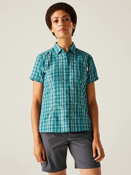 Regatta Koszula funkcyjna "Mindano VIII" w kolorze turkusowym rozmiar: 34. Niebieskie koszule damskie Regatta, bez wzorów, z materiału, sportowe, bez kołnierzyka, bez ramiączek. Za 43.68 zł.