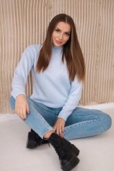 Sweter z półgolfem niebieski. Niebieskie golfy damskie KESI, l, z wełny, bez kołnierzyka, plus size. Za 139.05 zł.
