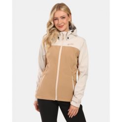 Damska kurtka softshell Kilpi RAVIA-W. Brązowe kurtki damskie Kilpi, bez wzorów, z softshellu, bez kaptura. Za 473.69 zł.