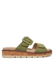 Caprice Klapki 9-27206-44 Zielony. Zielone klapki damskie Caprice, bez wzorów, ze skóry, bez obcasa, bez zapięcia. Za 238.99 zł.