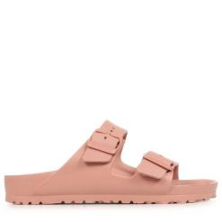 Klapki Birkenstock Arizona Eva Damskie. Czerwone klapki damskie Birkenstock, bez wzorów, z materiału, bez obcasa, bez zapięcia. Za 281.60 zł.