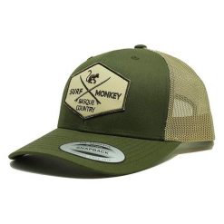 Czapka Trucker Surf Monkey / 6 paneli / Rozmiar uniwersalny (Zielony/Beżowy). Zielone czapki z daszkiem damskie SURF MONKEY, z aplikacjami. Za 179.95 zł.