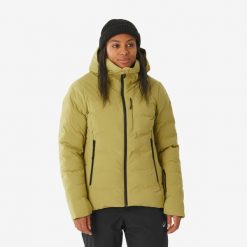 Kurtka narciarska i snowboardowa damska Wedze 500 Warm. Zielone kurtki sportowe damskie WED'ZE, na zimę, s, bez wzorów, z włókna, bez kaptura. Za 499.99 zł.