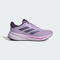 Buty Response. Czerwone obuwie sportowe damskie Adidas, z materiału, bez zapięcia, do biegania. Za 297.90 zł.