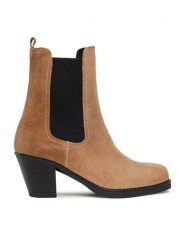 Simple Botki SL-36-02-000064 Brązowy. Brązowe botki damskie Simple, ze skóry, bez obcasa, na słupku, bez zapięcia. Za 479.99 zł.
