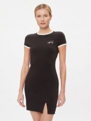 Tommy Jeans Sukienka codzienna Bodycon DW0DW17409 Czarny Slim Fit. Czarne sukienki damskie Tommy Jeans, bez wzorów, z bawełny, bez ramiączek. Za 239.99 zł.