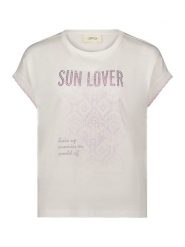 CARTOON Koszulka w kolorze kremowym rozmiar: 40. Brązowe bluzki damskie Cartoon, z aplikacjami, bez kołnierzyka, bez ramiączek. Za 69.99 zł.