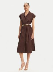 TWINSET Sukienka koszulowa 251TT2102 Brązowy Loose Fit. Brązowe sukienki damskie Twinset, bez wzorów, z bawełny, bez ramiączek. Za 1,219.00 zł.