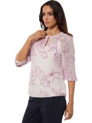 Creation L Bluzka w kolorze biało-fioletowym rozmiar: 48. Białe bluzki damskie creation L, l, bez wzorów, bez kołnierzyka, bez ramiączek. Za 63.95 zł.
