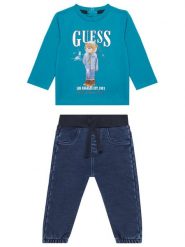 Guess Komplet bluzka i spodnie I5BG13 I3Z14 Niebieski Regular Fit. Niebieskie t-shirty i koszulki chłopięce Guess, z aplikacjami, z bawełny, bez kołnierzyka, bez ramiączek. Za 219.99 zł.
