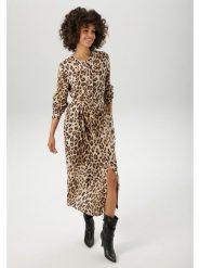 Aniston Sukienka w kolorze beżowo-jasnobrązowym rozmiar: 36. Brązowe sukienki damskie Aniston, bez wzorów, z tkaniny, bez ramiączek. Za 95.99 zł.