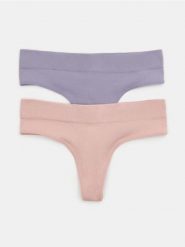 Bezszwowe stringi prążkowane 2 pack - wielobarwny. Stringi Sinsay, bez wzorów, prążkowane. Za 19.99 zł.